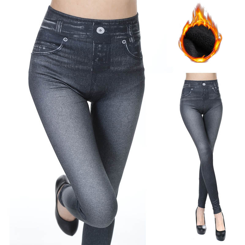 Warm Winter Leggings slim-fit Denim