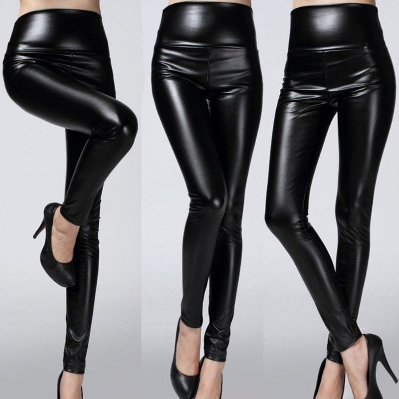 High Waist Faux Leather