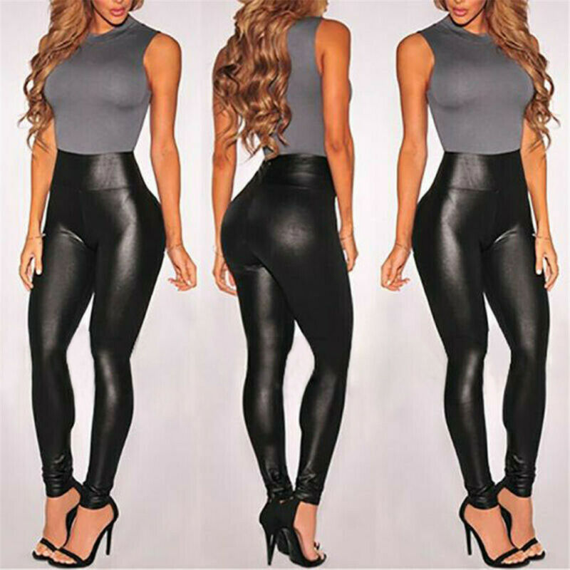 Black Faux Leather  High Waist