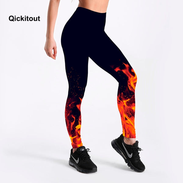 Leggings Russian style Fire flame Printing